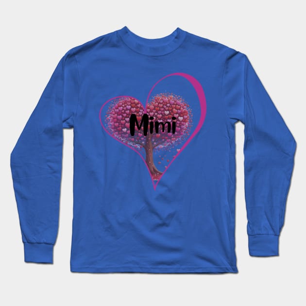 Heart shaped design for Mimi Long Sleeve T-Shirt by MamaJemDesigns